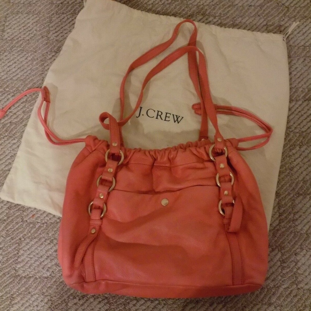 J. CREW Salmon Leather Purse with Dust Bag